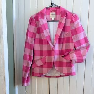 Vibrant Pink Checkered Blazer